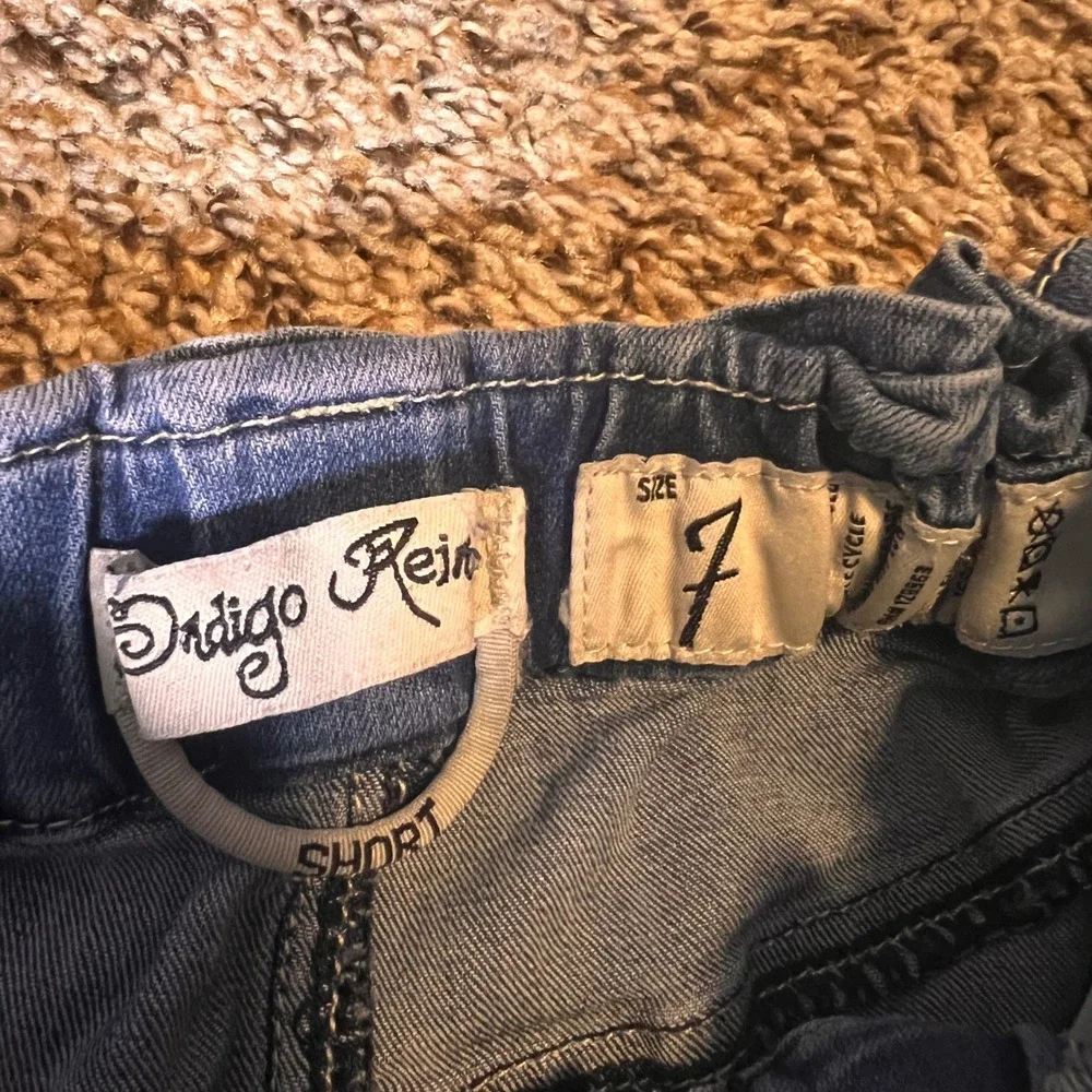 Indigo Rein Denim Shorts Distressed High Waist‎ Casual Blue Size 7